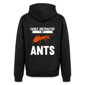 Antkeeping Ameisenzucht Ameisen - Unisex Premium Bio Zip Hoodie - Schwarz - Hinten - Nico (187cm)