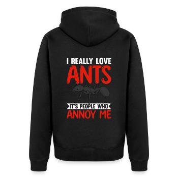 Antkeeping Ameisenzucht Ameisen - Unisex Premium Bio Zip Hoodie - Schwarz - Hinten - Nico (187cm)