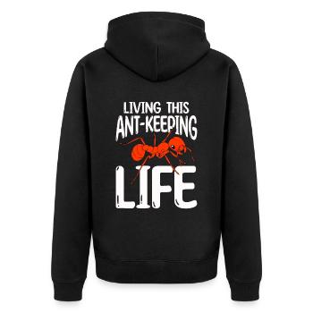 Antkeeping Ameisenzucht Ameisen - Unisex Premium Bio Zip Hoodie - Schwarz - Hinten - Nico (187cm)