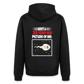 Spermie Hier Ist Ein Altes Bild Von Mir - Unisex Premium Bio Zip Hoodie - Schwarz - Hinten - Nico (187cm)
