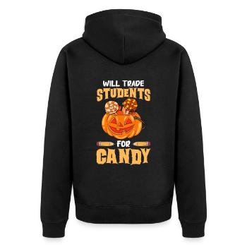Funny Teacher Halloween Gifts - Unisex Premium Organic Zip Hoodie - black - Back - Nico (187cm)