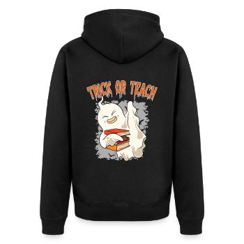 Funny Teacher Halloween Gifts - Unisex Premium Organic Zip Hoodie - black - Back - Nico (187cm)