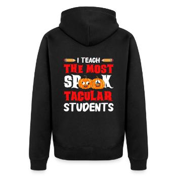 Funny Teacher Halloween Gifts - Unisex Premium Organic Zip Hoodie - black - Back - Nico (187cm)