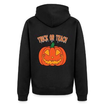 Funny Teacher Halloween Gifts - Unisex Premium Organic Zip Hoodie - black - Back - Nico (187cm)