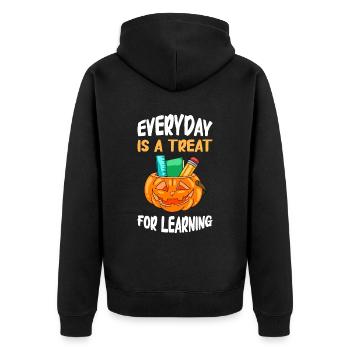 Funny Teacher Halloween Gifts - Unisex Premium Organic Zip Hoodie - black - Back - Nico (187cm)