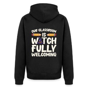 Lustige Lehrer Halloween Geschenke - Unisex Premium Bio Zip Hoodie - Schwarz - Hinten - Nico (187cm)
