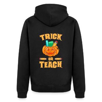 Funny Teacher Halloween Gifts - Unisex Premium Organic Zip Hoodie - black - Back - Nico (187cm)