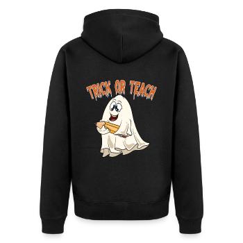 Funny Teacher Halloween Gifts - Unisex Premium Organic Zip Hoodie - black - Back - Nico (187cm)