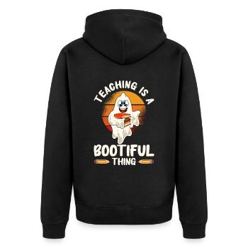 Funny Teacher Halloween Gifts - Unisex Premium Organic Zip Hoodie - black - Back - Nico (187cm)