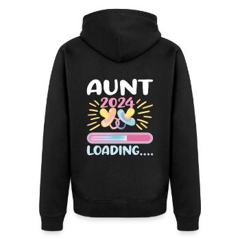 Tante 2024 Loading Tante Werden 2024 - Unisex Premium Bio Zip Hoodie - Schwarz - Hinten - Nico (187cm)