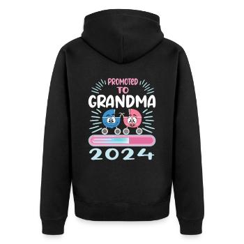 Oma 2024 werdende Oma 2024 Loading - Unisex Premium Bio Zip Hoodie - Schwarz - Hinten - Nico (187cm)