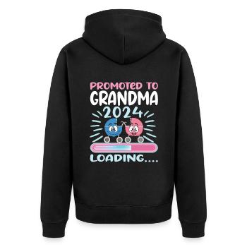 Mamie 2024 Mamie à devenir 2024 Chargement - Veste à capuche bio Premium Unisexe - noir - Dos - Nico (187cm)