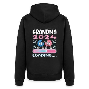 Oma 2024 werdende Oma 2024 Loading - Unisex Premium Bio Zip Hoodie - Schwarz - Hinten - Nico (187cm)