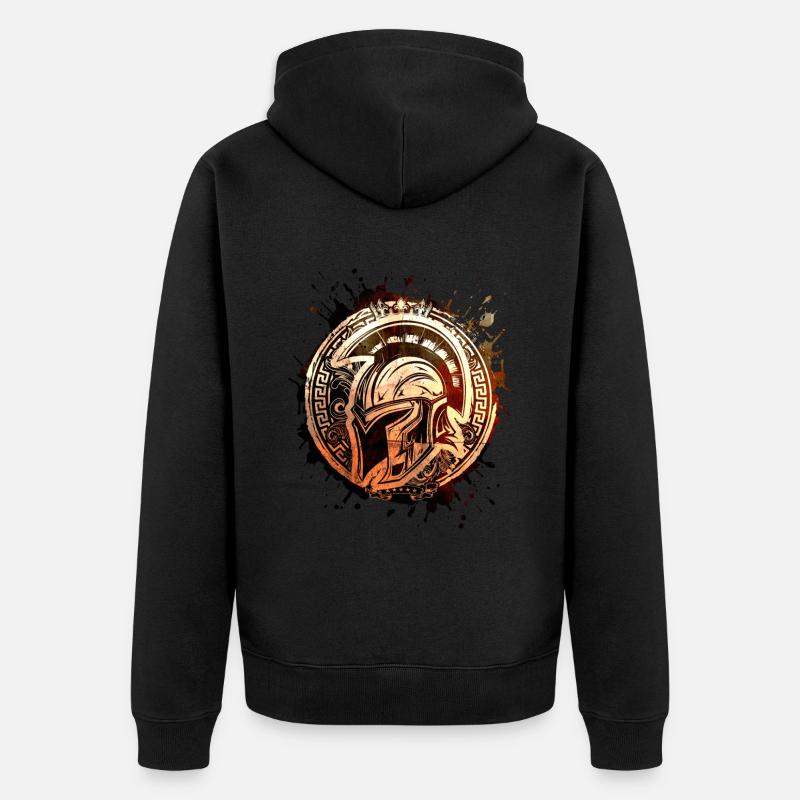 Spartaner Helm Krieger Gladiator - Unisex Premium Bio Zip Hoodie - Schwarz