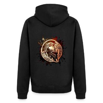 Spartaner Helm Motivation Gladiator - Unisex Premium Bio Zip Hoodie - Schwarz - Hinten - Nico (187cm)