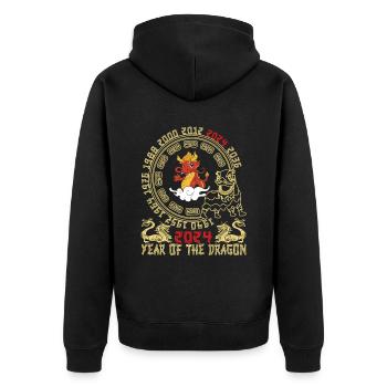 Chinese New Year Year Of The Dragon 2024 - Unisex Premium Organic Zip Hoodie - black - Back - Nico (187cm)