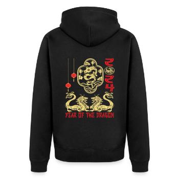 Chinese New Year Year Of The Dragon 2024 - Unisex Premium Organic Zip Hoodie - black - Back - Nico (187cm)
