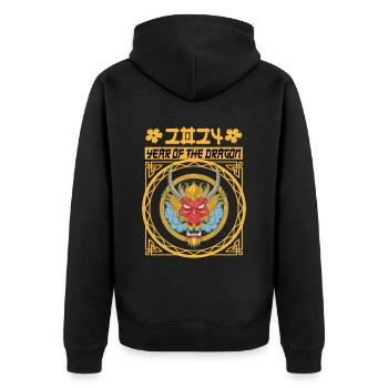 Chinese New Year Year Of The Dragon 2024 - Unisex Premium Bio Zip Hoodie - Schwarz - Hinten - Nico (187cm)
