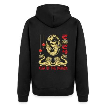 Chinese New Year Year Of The Dragon 2024 - Unisex Premium Organic Zip Hoodie - black - Back - Nico (187cm)