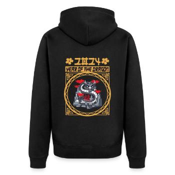 Chinese New Year Year Of The Dragon 2024 - Unisex Premium Organic Zip Hoodie - black - Back - Nico (187cm)