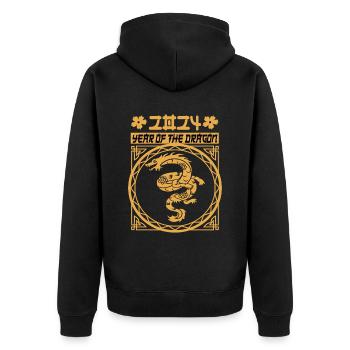 Chinese New Year Year Of The Dragon 2024 - Unisex Premium Organic Zip Hoodie - black - Back - Nico (187cm)