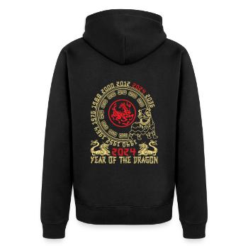 Chinese New Year Year Of The Dragon 2024 - Unisex Premium Organic Zip Hoodie - black - Back - Nico (187cm)