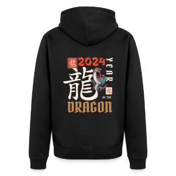Chinese New Year Year Of The Dragon 2024 - Unisex Premium Organic Zip Hoodie - black - Back - Nico (187cm)