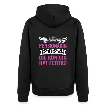 Pension 2024 Pensionärin 2024 Rente 2024 - Unisex Premium Bio Zip Hoodie - Schwarz - Hinten - Nico (187cm)