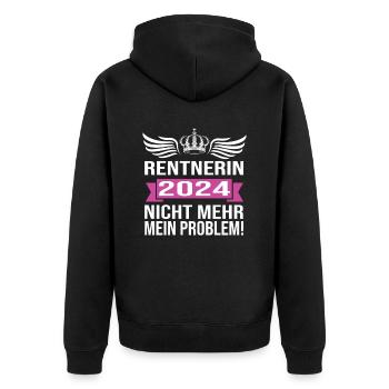 Pension 2024 Pensionärin 2024 Rente 2024 - Unisex Premium Bio Zip Hoodie - Schwarz - Hinten - Nico (187cm)