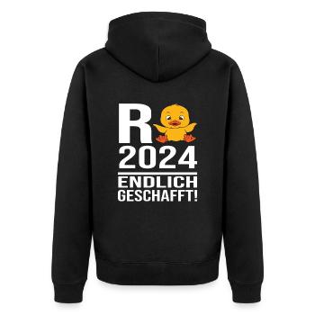 Pension 2024 Pensionärin 2024 Rente 2024 - Unisex Premium Bio Zip Hoodie - Schwarz - Hinten - Nico (187cm)