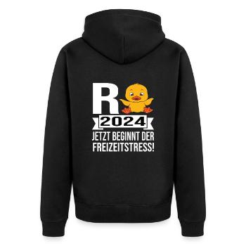 Pension 2024 Pensionärin 2024 Rente 2024 - Unisex Premium Bio Zip Hoodie - Schwarz - Hinten - Nico (187cm)