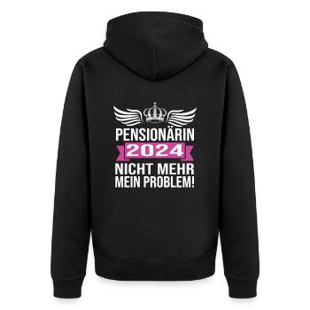 Pension 2024 Pensionärin 2024 Rente 2024 - Unisex Premium Bio Zip Hoodie - Schwarz - Hinten - Nico (187cm)