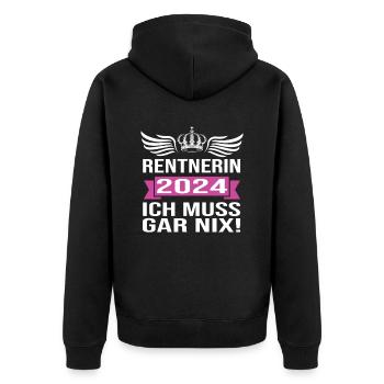 Pension 2024 Pensionärin 2024 Rente 2024 - Unisex Premium Bio Zip Hoodie - Schwarz - Hinten - Nico (187cm)