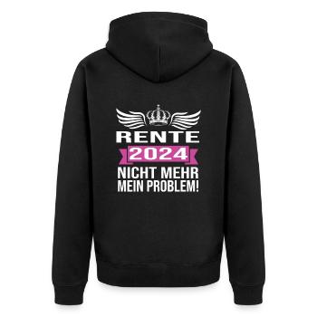 Pension 2024 Pensionärin 2024 Rente 2024 - Unisex Premium Bio Zip Hoodie - Schwarz - Hinten - Nico (187cm)