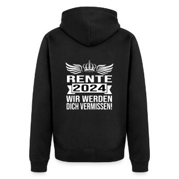 Pension 2024 Pensionärin 2024 Rente 2024 - Unisex Premium Bio Zip Hoodie - Schwarz - Hinten - Nico (187cm)
