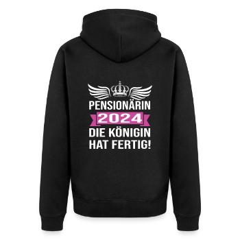 Pension 2024 Pensionärin 2024 Rente 2024 - Unisex Premium Bio Zip Hoodie - Schwarz - Hinten - Nico (187cm)