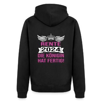 Pension 2024 Pensionärin 2024 Rente 2024 - Unisex Premium Bio Zip Hoodie - Schwarz - Hinten - Nico (187cm)