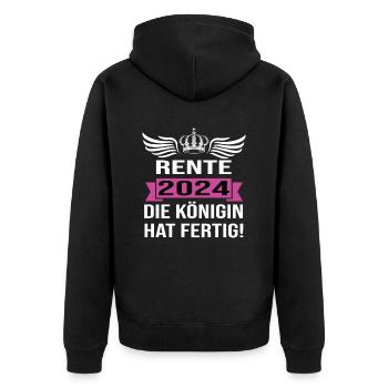 Pension 2024 Pensionärin 2024 Rente 2024 - Unisex Premium Bio Zip Hoodie - Schwarz - Hinten - Nico (187cm)