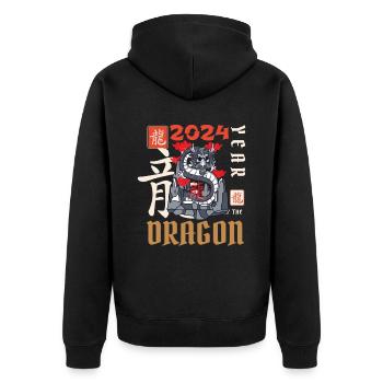 Chinese New Year Year Of The Dragon 2024 - Unisex Premium Organic Zip Hoodie - black - Back - Nico (187cm)