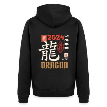 Chinese New Year Year Of The Dragon 2024 - Unisex Premium Organic Zip Hoodie - black - Back - Nico (187cm)