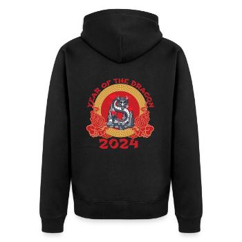 Chinese New Year Year Of The Dragon 2024 - Unisex Premium Organic Zip Hoodie - black - Back - Nico (187cm)