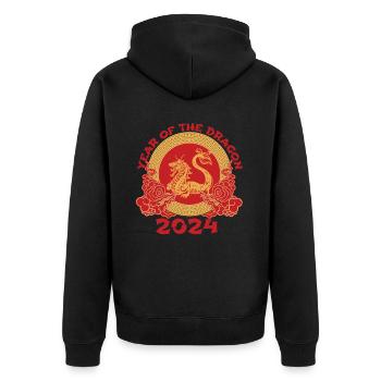 Chinese New Year Year Of The Dragon 2024 - Unisex Premium Organic Zip Hoodie - black - Back - Nico (187cm)