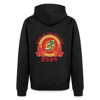 Chinese New Year Year Of The Dragon 2024 - Unisex Premium Organic Zip Hoodie - black - Back - Nico (187cm)