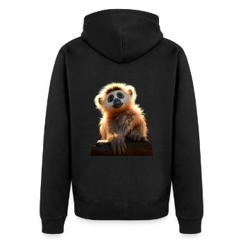 Gibbon Monkey Baby Monkey Little Gibbons Cute Monkey - Unisex Premium Organic Zip Hoodie - black - Back - Nico (187cm)