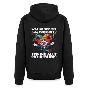 Karneval Kostüm Fasching Fastnacht - Unisex Premium Bio Zip Hoodie - Schwarz - Hinten - Nico (187cm)
