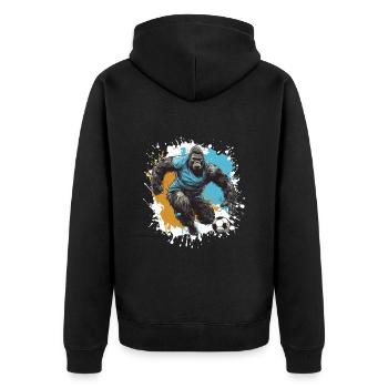 Gorilla Soccer Sports Team - Unisex Premium Organic Zip Hoodie - black - Back - Nico (187cm)