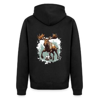 Équipe sportive de soccer de l’orignal - Veste à capuche bio Premium Unisexe - noir - Dos - Nico (187cm)
