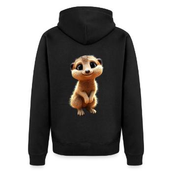 Meerkat, Animal Lover, Sweet, Surikate, Mongoose - Unisex Premium Organic Zip Hoodie - black - Back - Nico (187cm)
