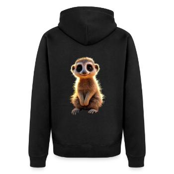 Meerkat, Animal Lover, Sweet, Surikate, Mongoose - Unisex Premium Organic Zip Hoodie - black - Back - Nico (187cm)