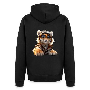 Tiger Raubkatze Wilde Katzen Liebhaber Süßer Tiger - Unisex Premium Bio Zip Hoodie - Schwarz - Hinten - Nico (187cm)